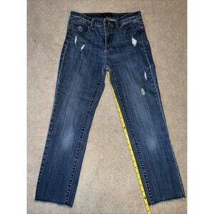 Talbots Slim Jeans Women's Size 4 Blue Stretch Denim Pants Frayed Hem